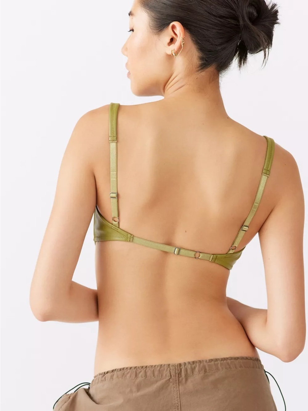 Urban Outfitters Out From Under Beau Faux Leather Bra Top Small Olive Green - Picture 4 of 6